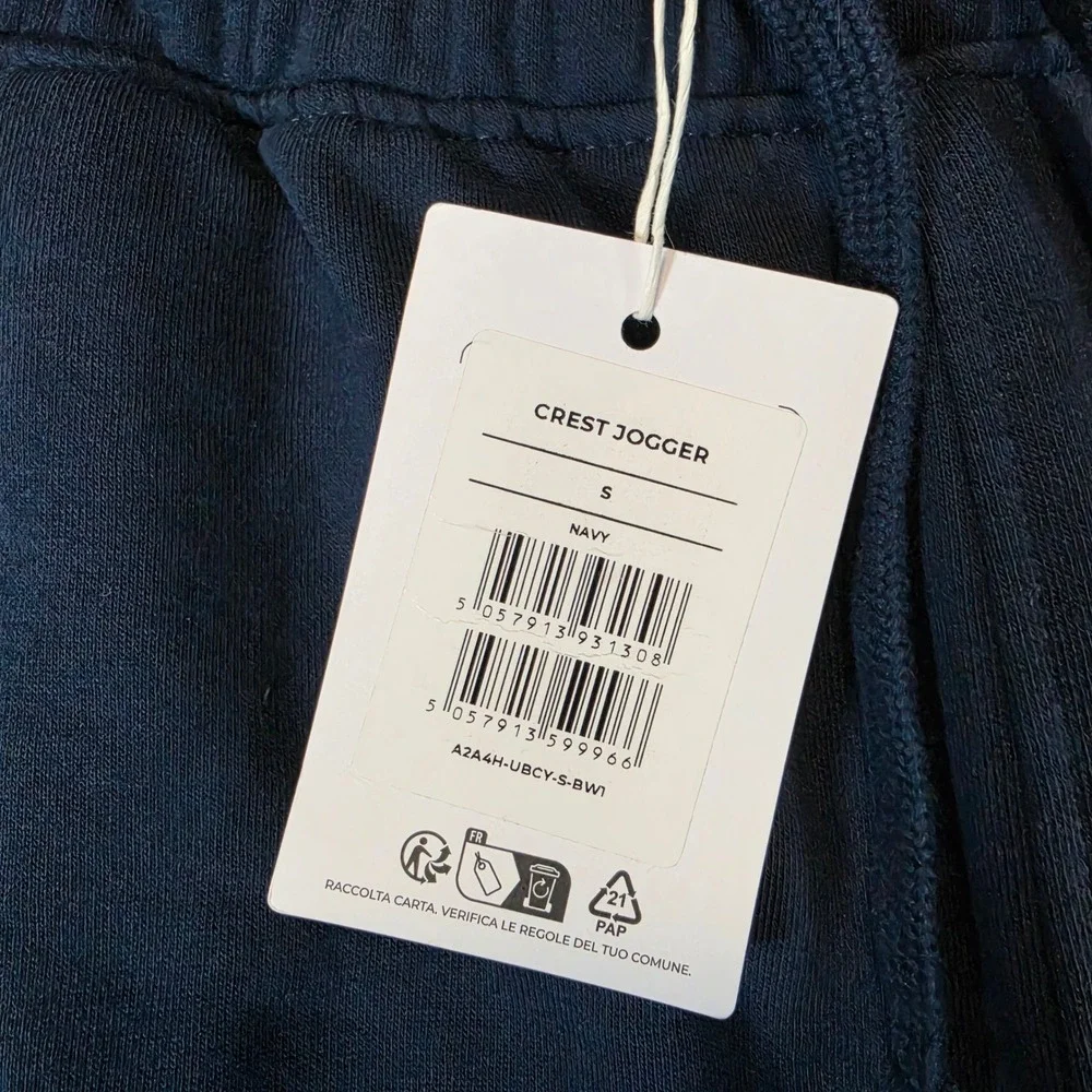 Gymshark Crest Jogger Mens Small Navy Blue Slim Fit Fleece Sweatpants Gym NWT
